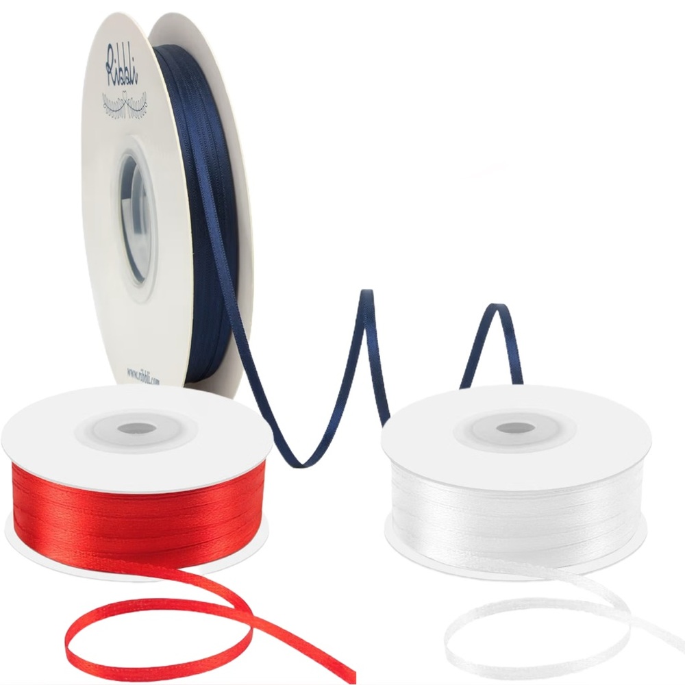 Satin Ribbon Bundle – 1/8” Double-Faced Ribbon (3 Rolls)
